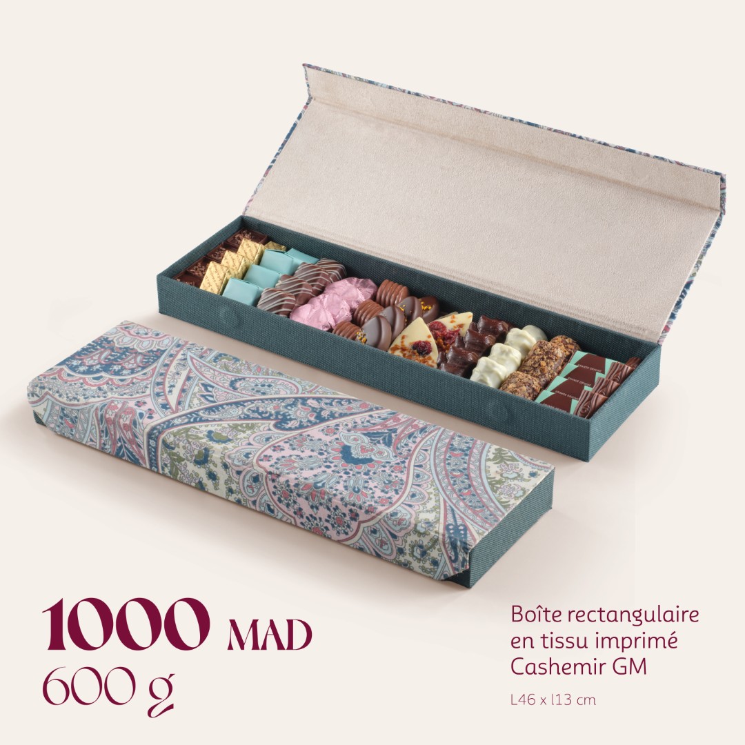 Boîte rectangulaire en tissu imprimé Cashemir